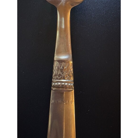 Set Of 8 Vintage Brass Dinner Forks Thailand Buddha Deity Pattern Heavy Flatware - Picture 6 of 7